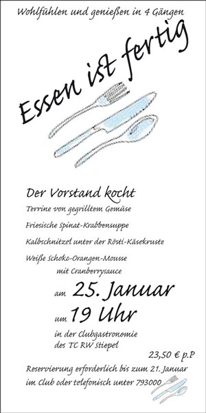 Essen ist fertig - der Vorstand kocht